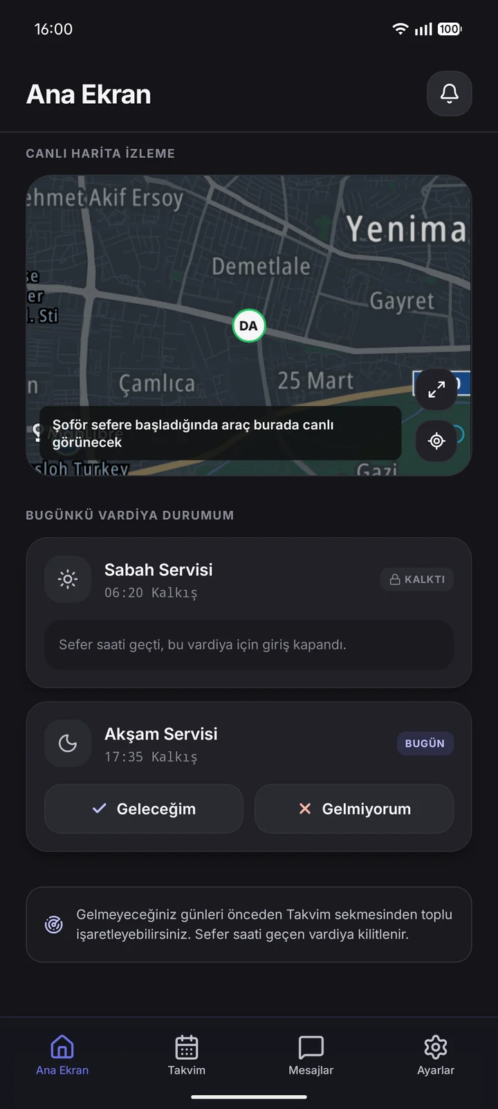 Personel · Vardiya Durumu ekranı.